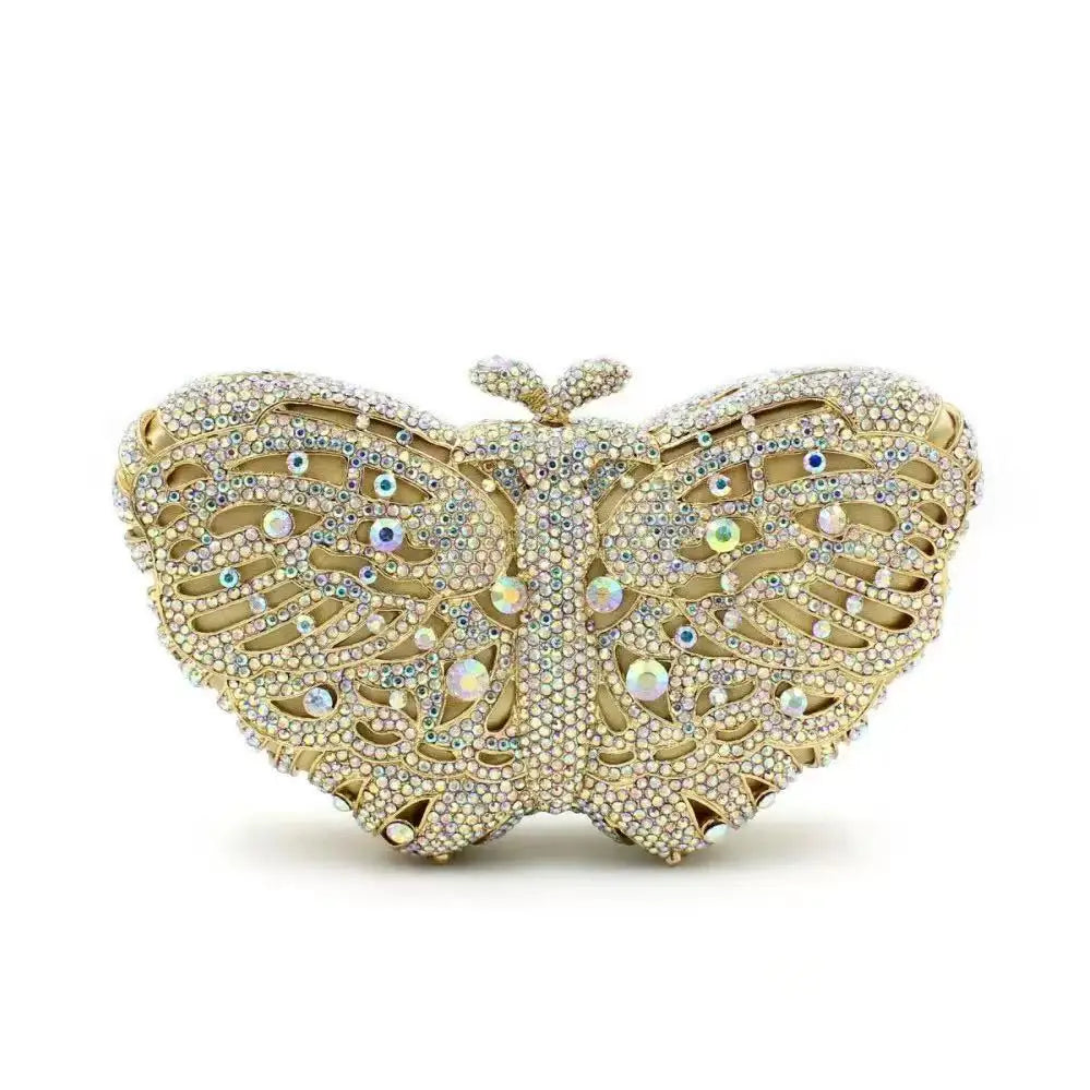 Butterfly Shaped Rhinestone Clutch Bag