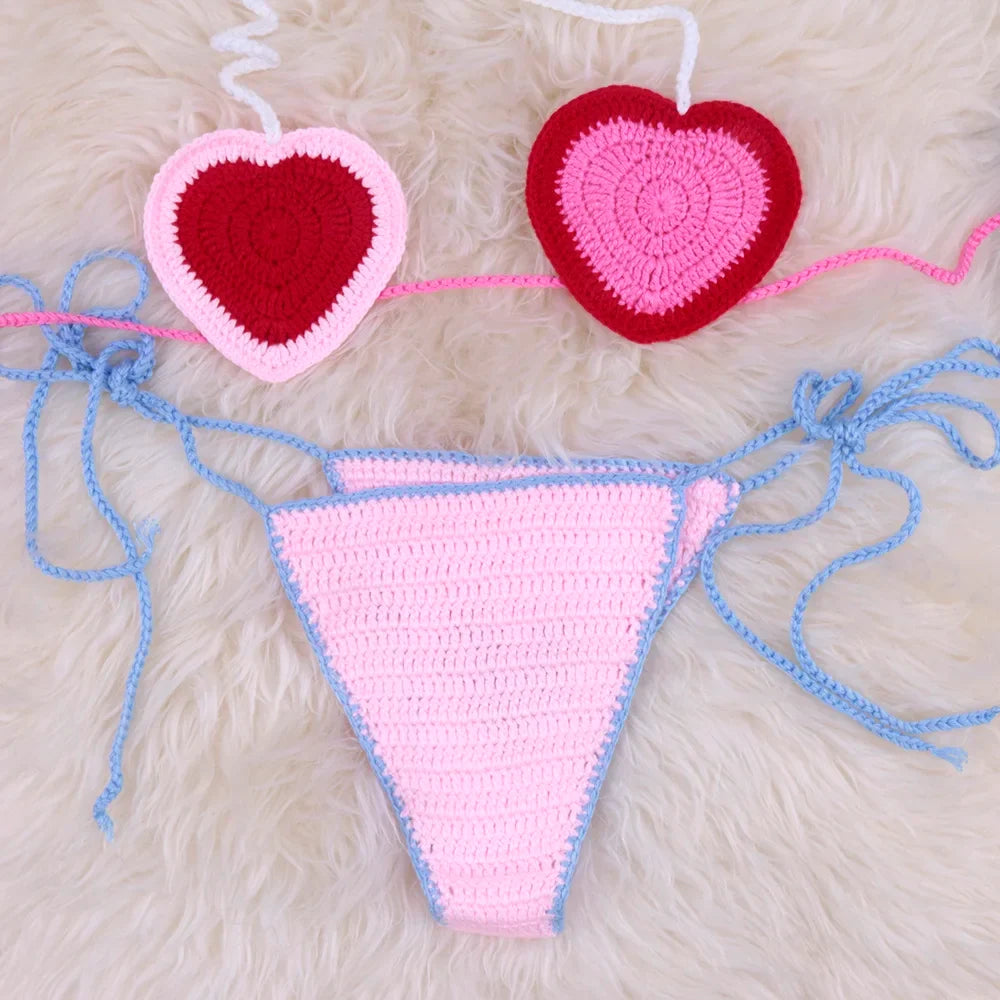 Crochet Heart Bikini Set