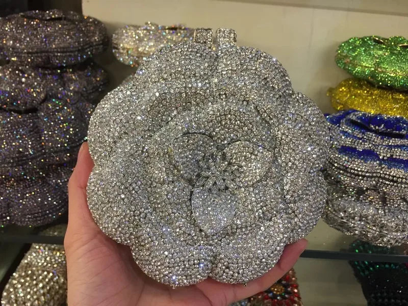 Floral Crystal Clutch Purse