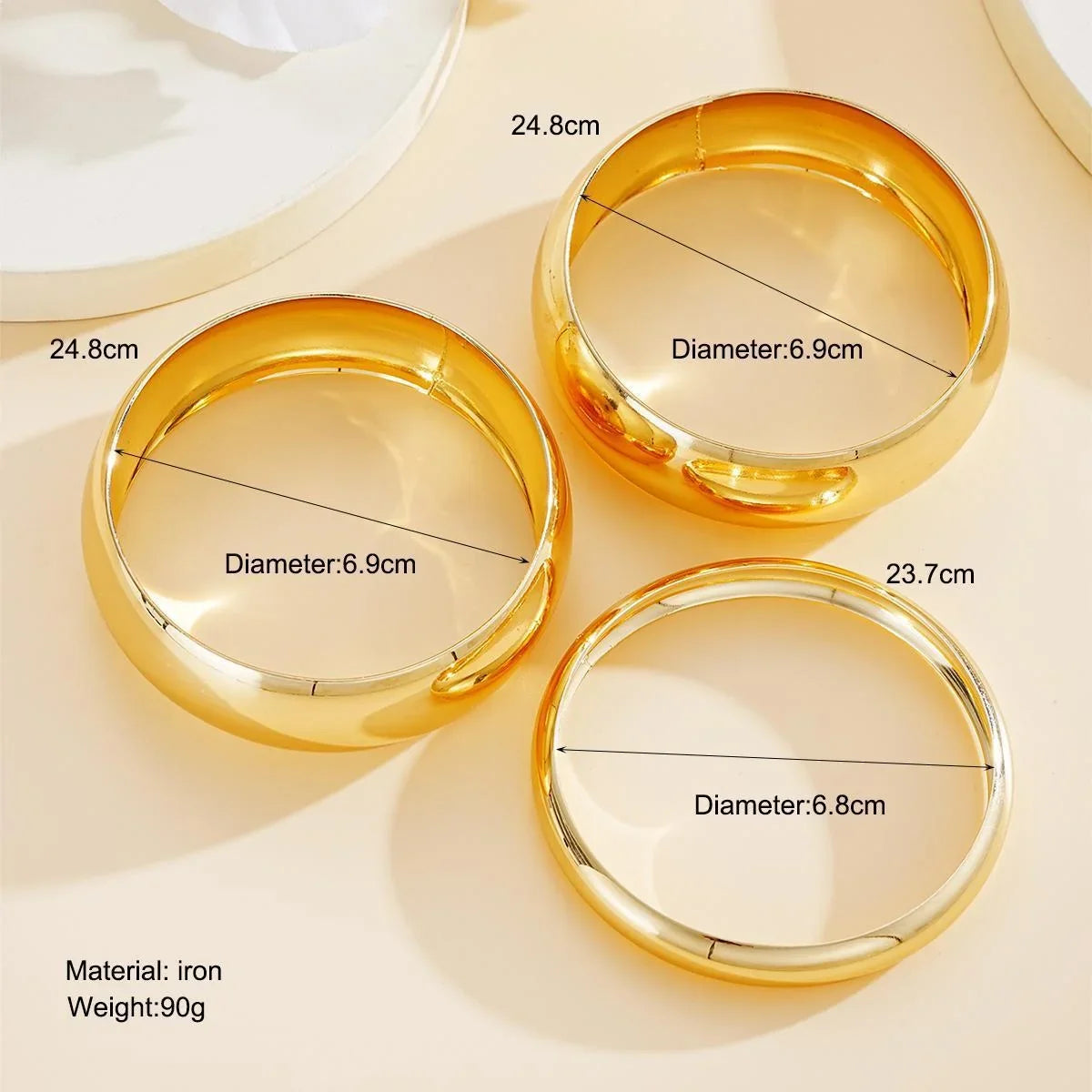 3pcs Oversized Chunky Bangle Bracelet