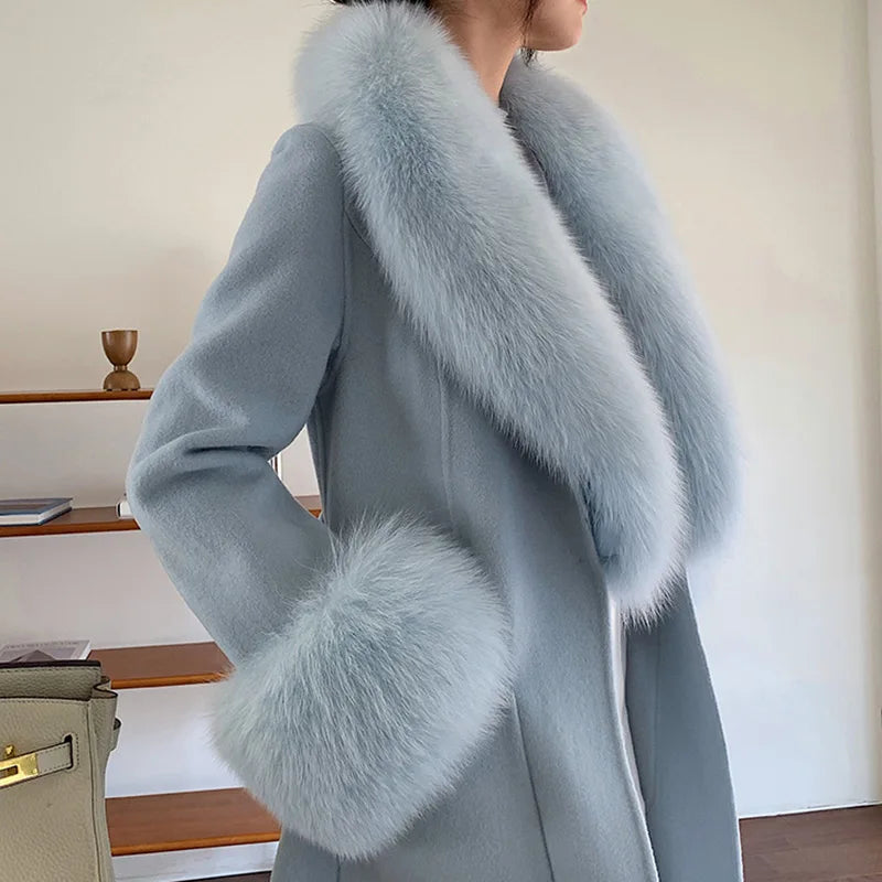 Cashmere Fox Fur Luxury Overcoat