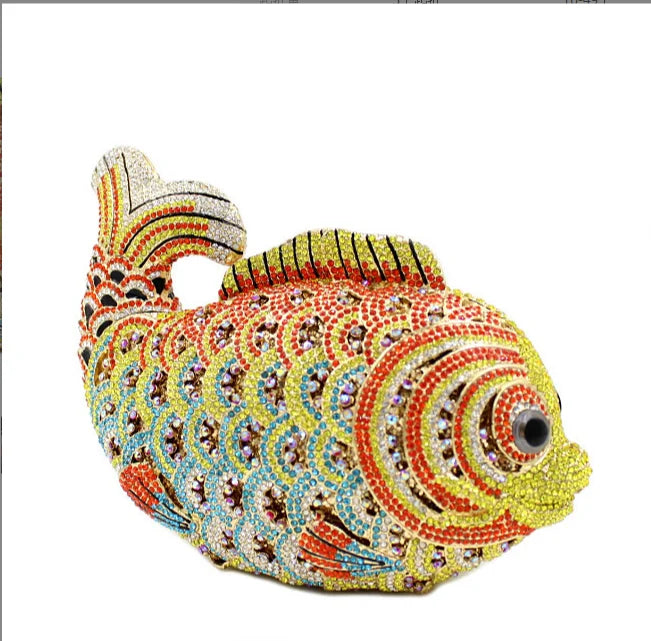 Fish Rhinestone Clutch Bag