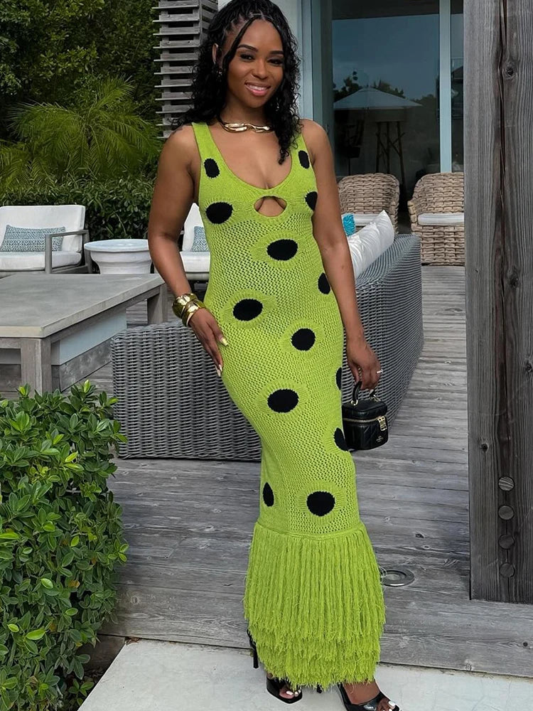 Katrina Knit Tassel Maxi Dress