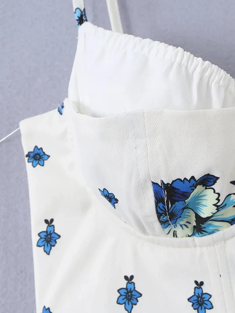 Boho Floral Corset Pants Set