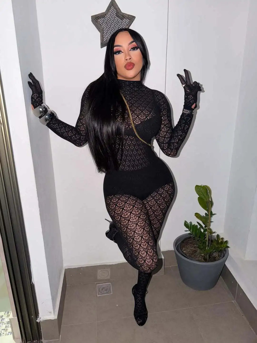 Josie Bodycon Mesh Jumpsuit