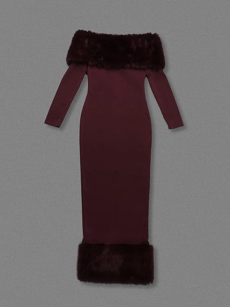 Lorene Fur Maxi Dress