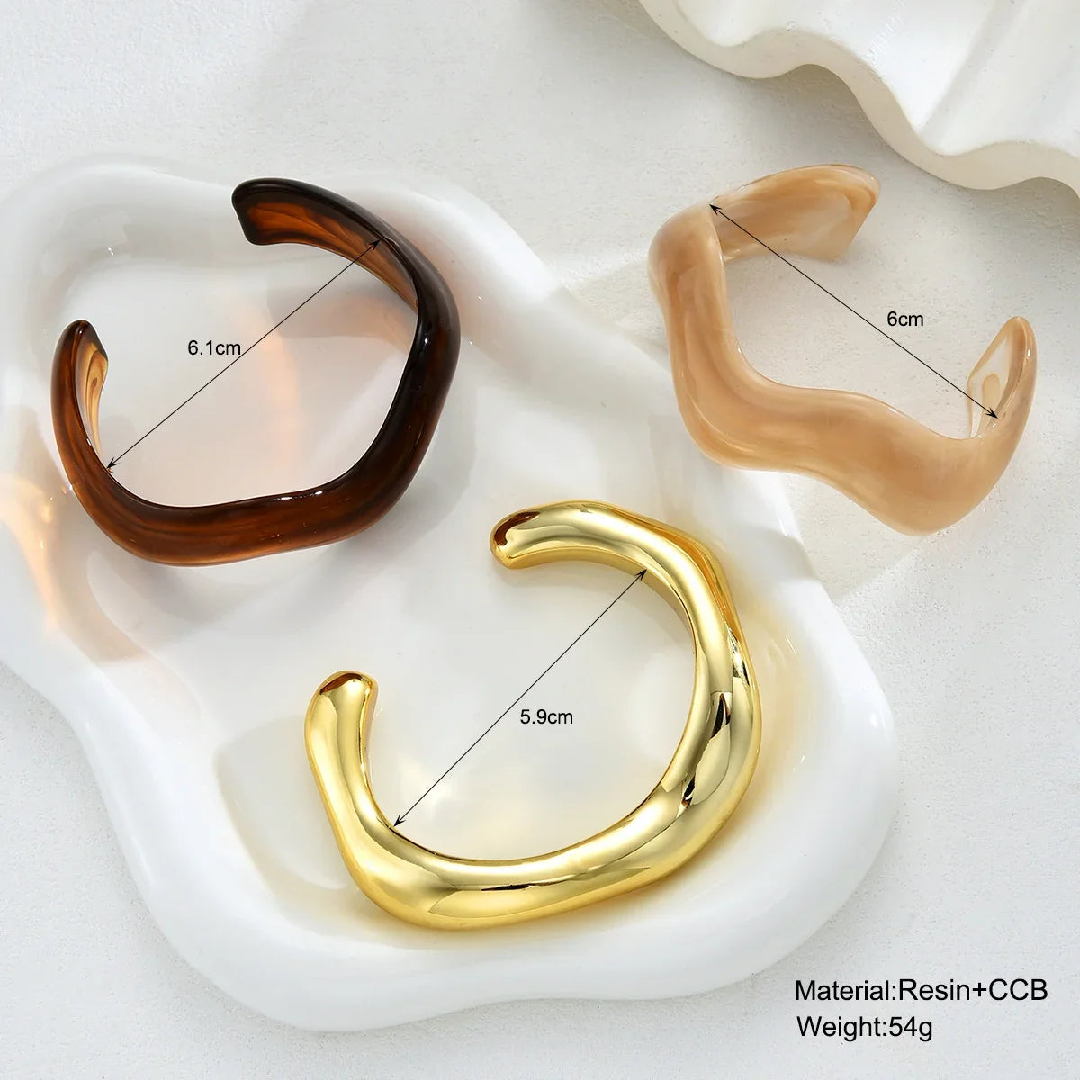 3Pcs Wavy Resin Bangle Set