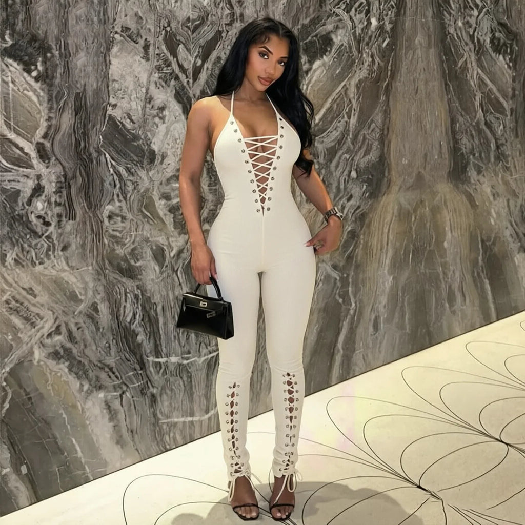Olina Lace Up Jumpsuit