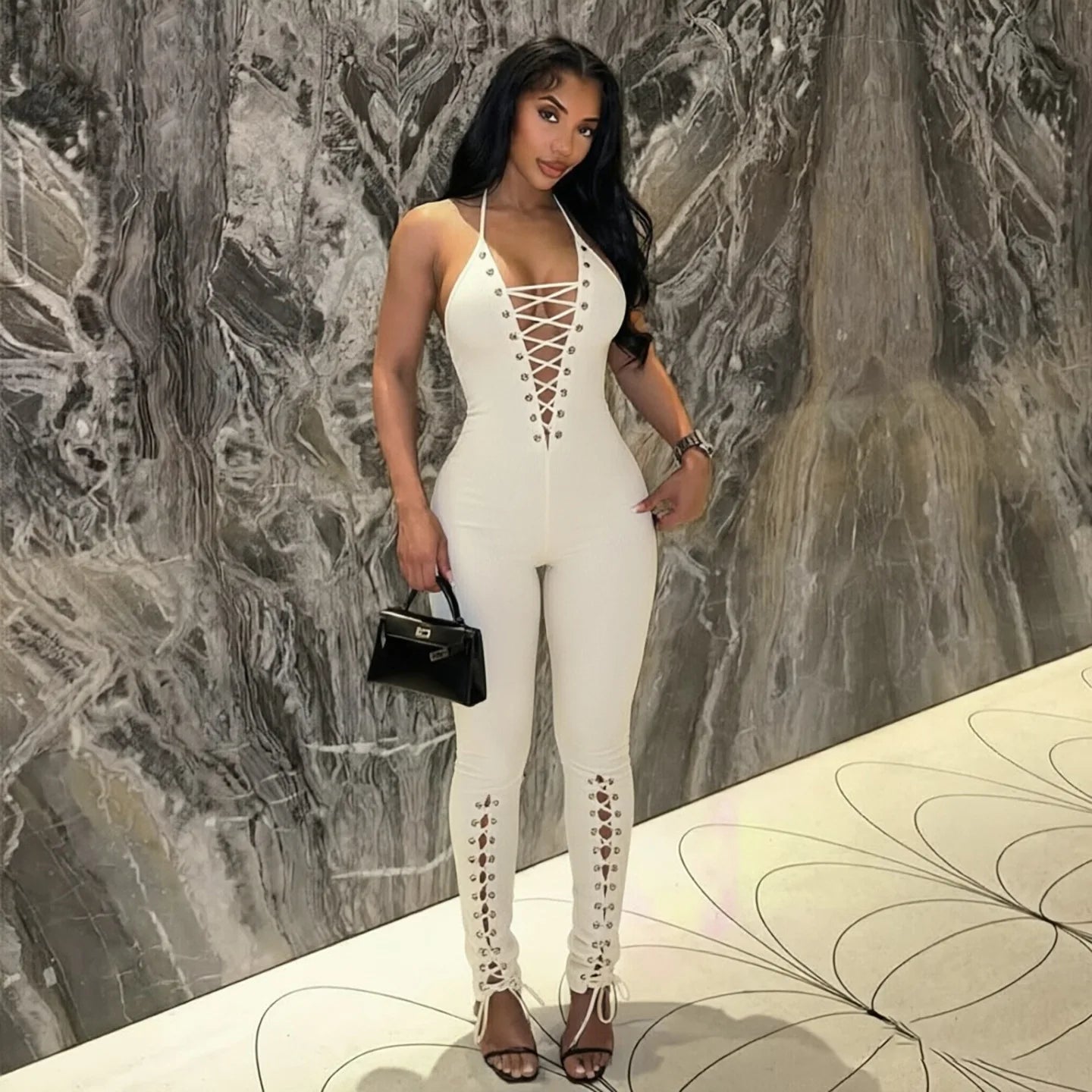 Olina Lace Up Jumpsuit