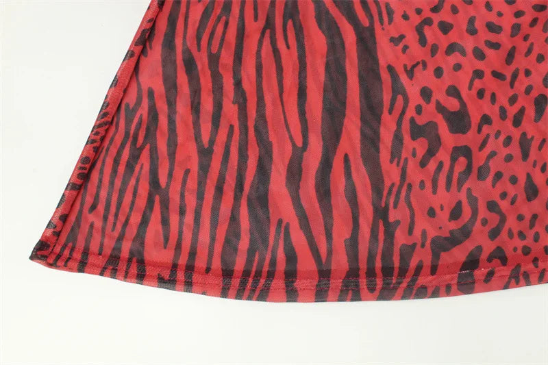 Jillian Leopard Print Mesh Dress