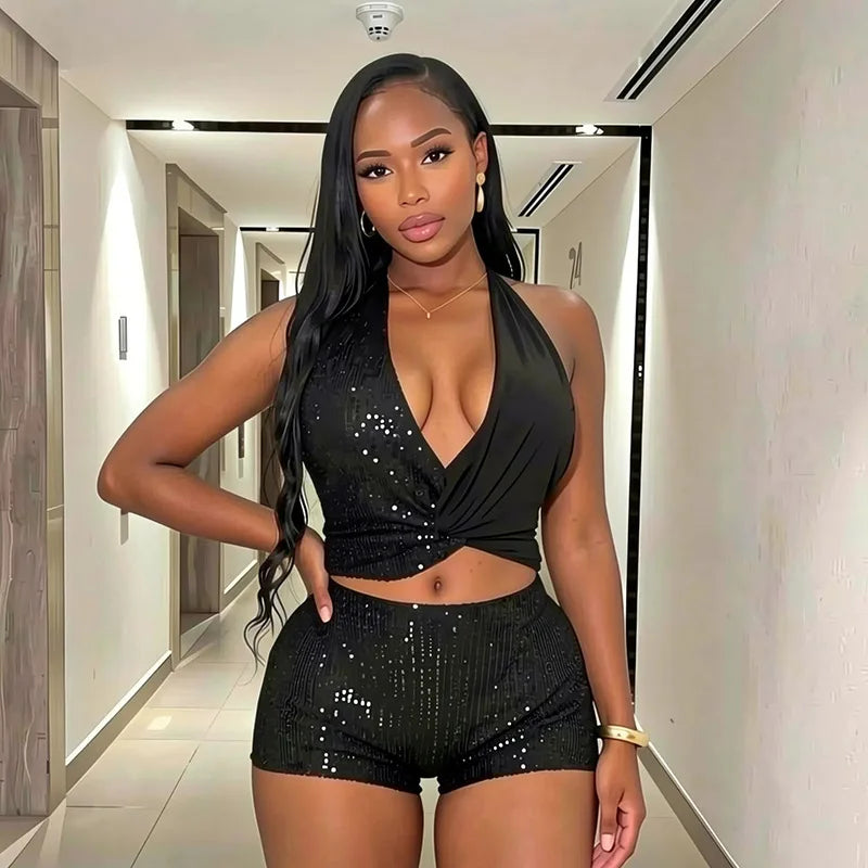 Amina Sequin Short Set