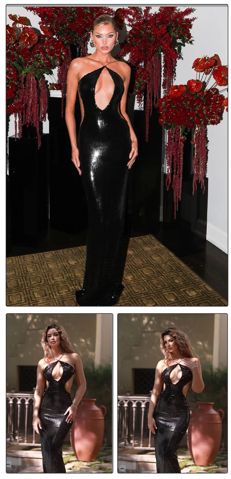 Aisha Sequins Backles Dress
