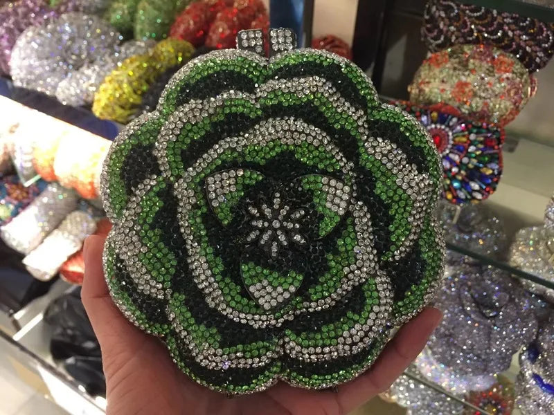 Floral Crystal Clutch Purse