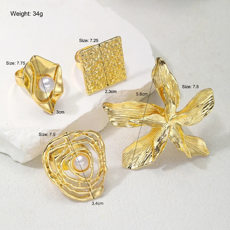 4pcs Chunky Vintage Ring Set