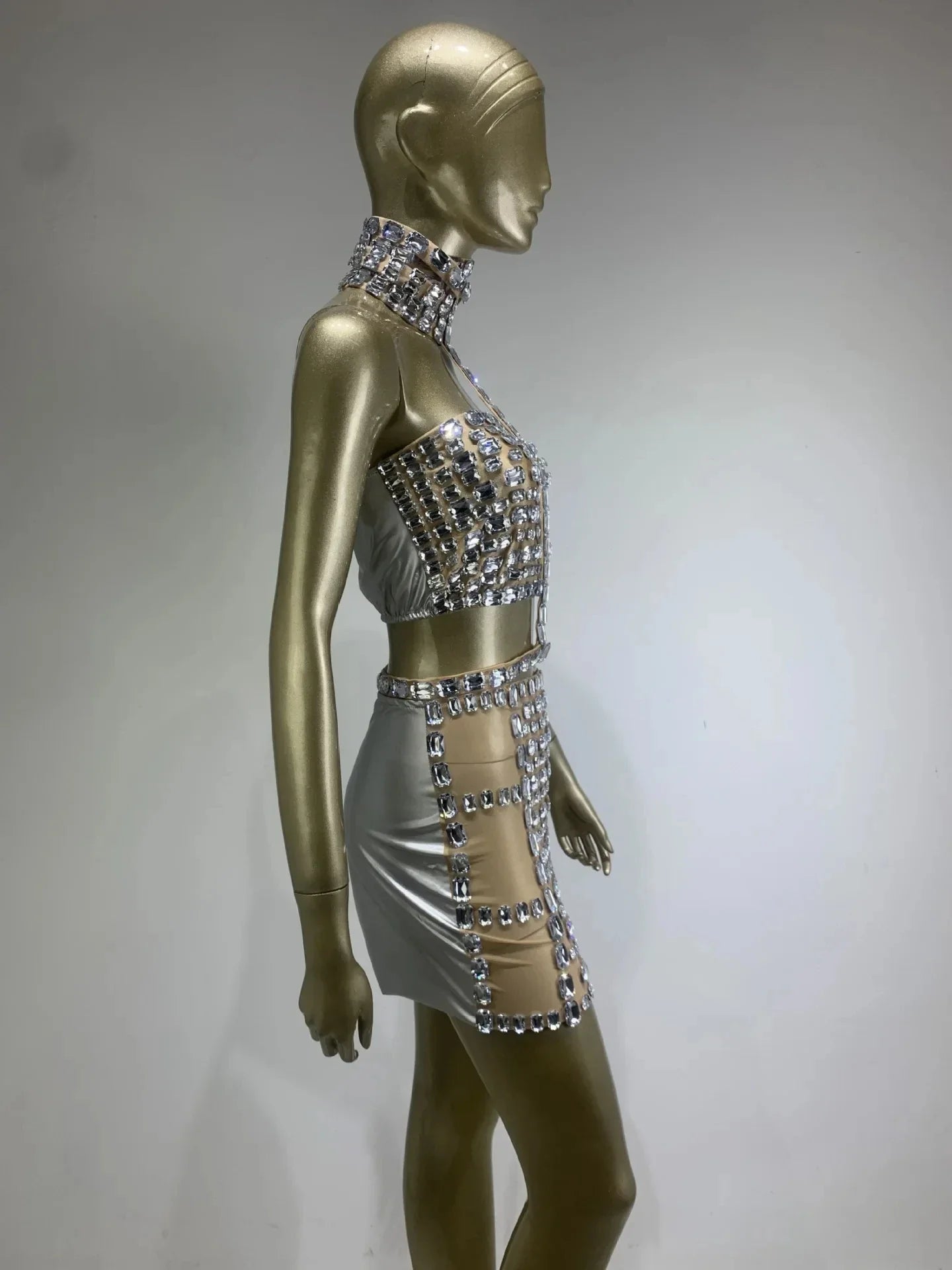 Lory Mesh Sequins Skirt Set
