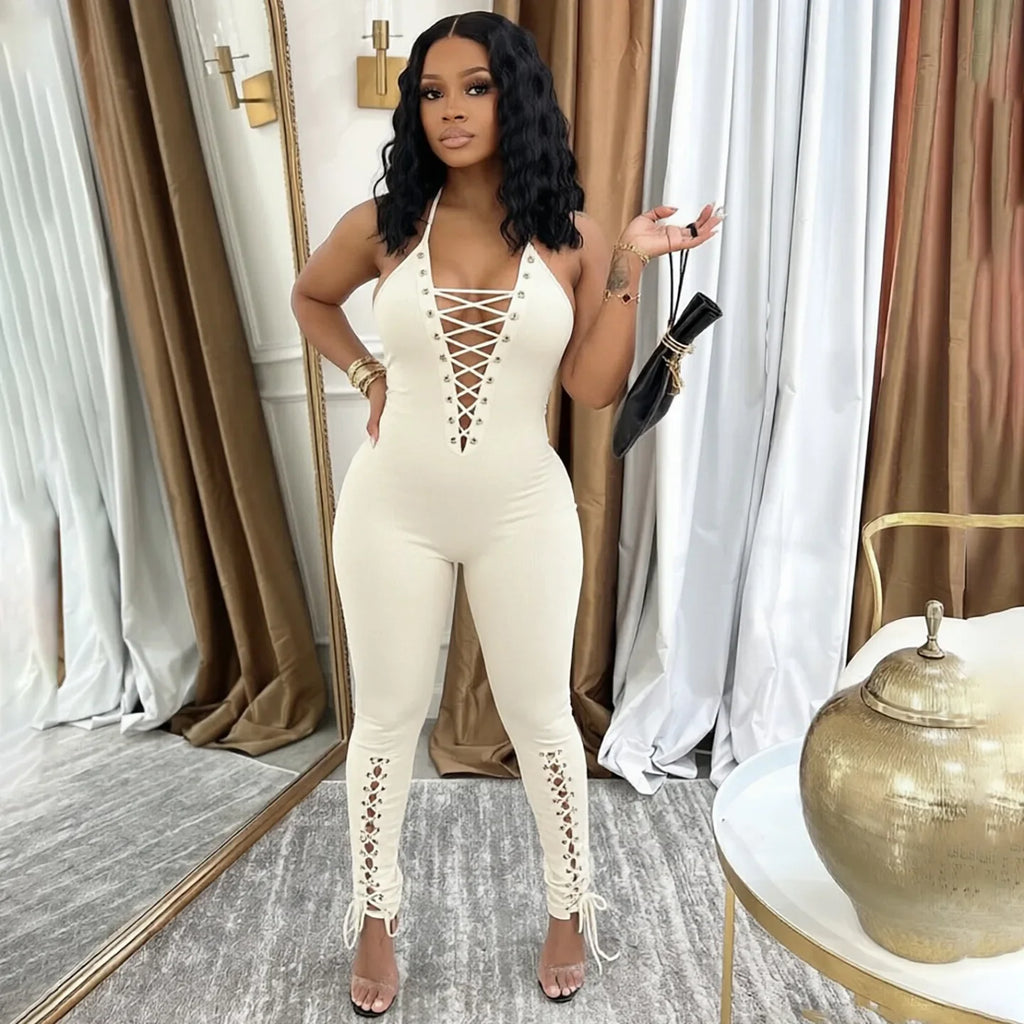 Olina Lace Up Jumpsuit