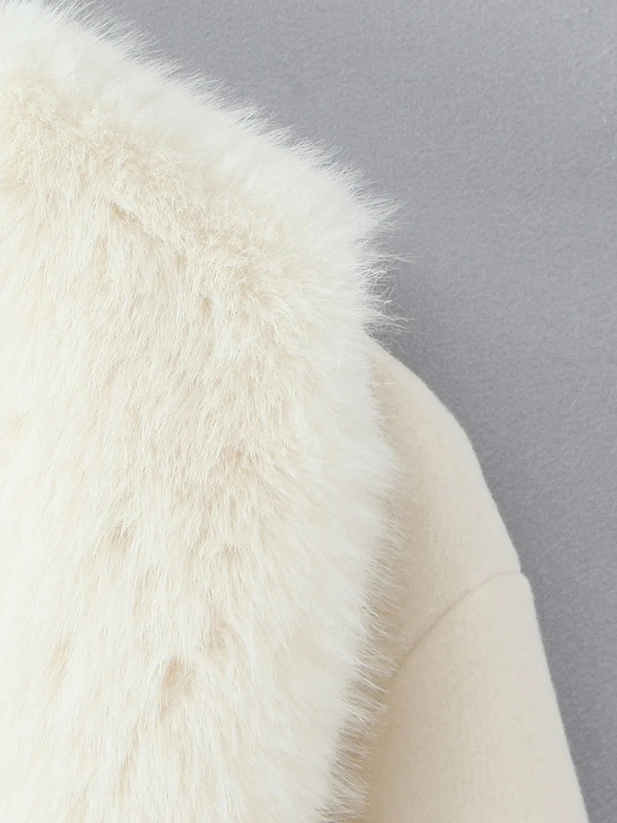 Fur Collar Elegant Trench Coat