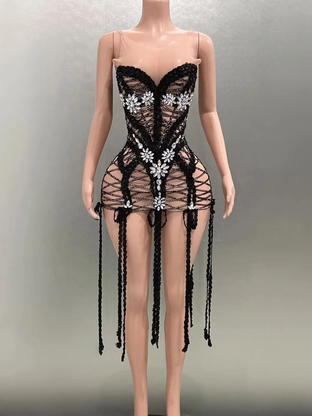 Goddess Sequin Embroidered Mini Dress