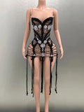 Goddess Sequin Embroidered Mini Dress