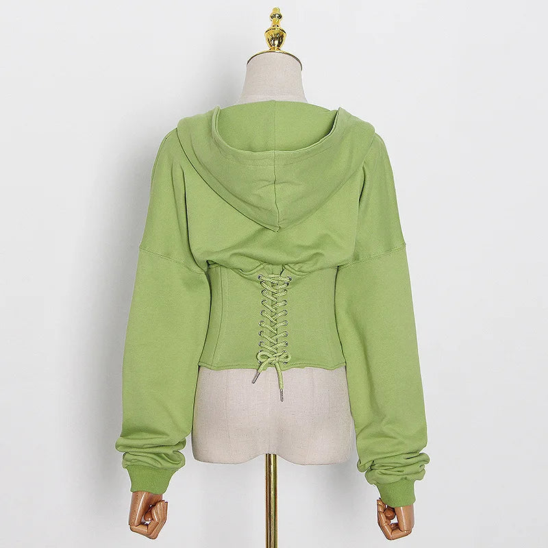 Hoodie Bandage Corset Jacket