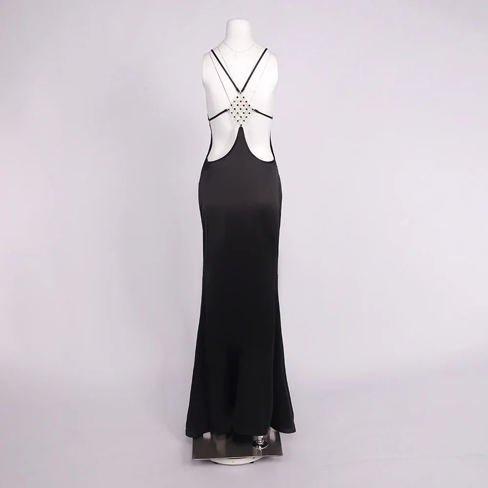 Backless Satin Maxi Dress
