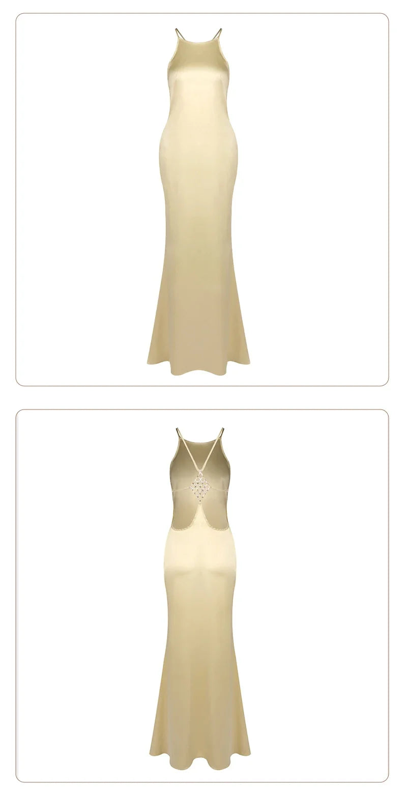 Backless Satin Maxi Dress