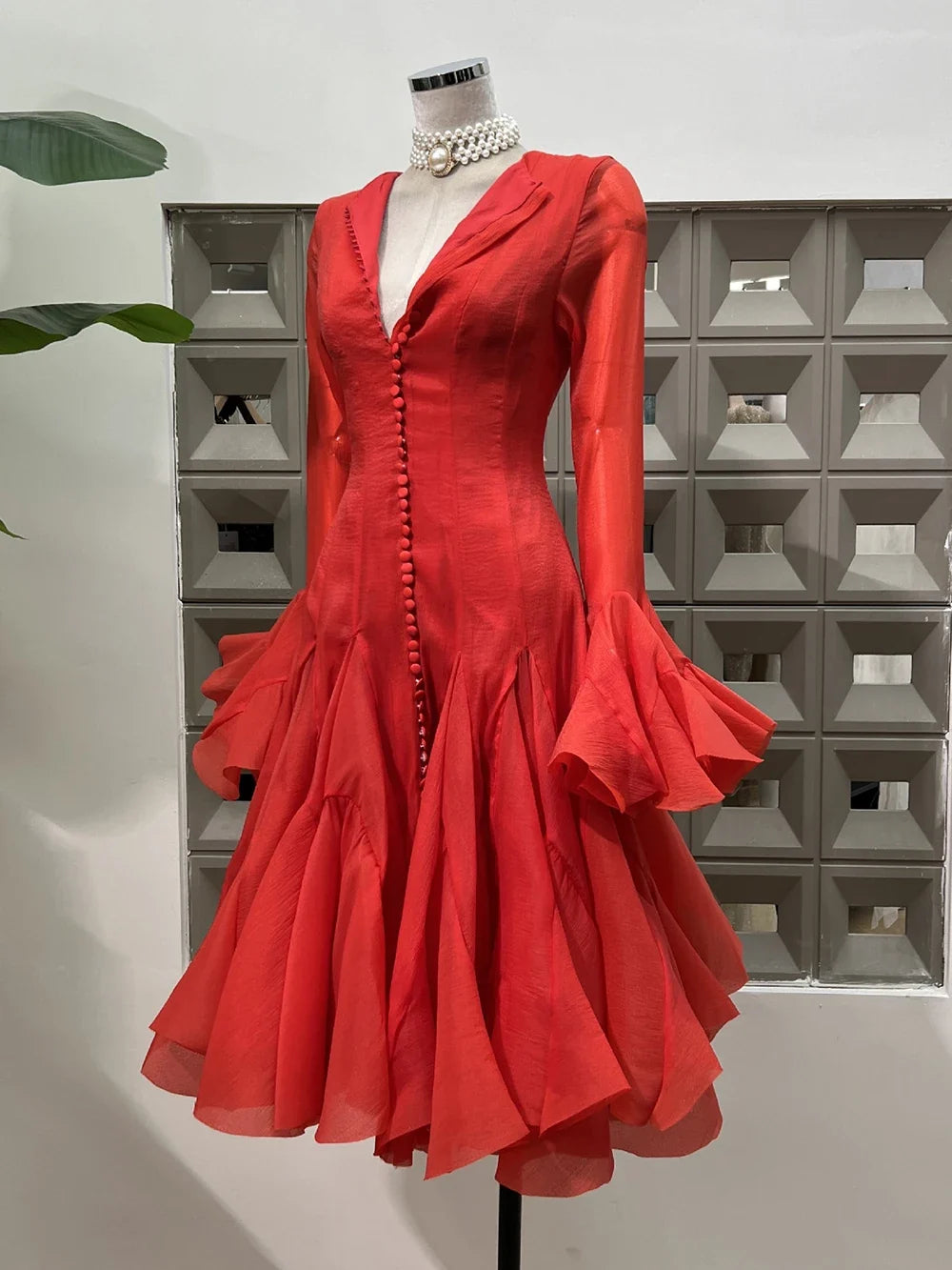 Lory Peated Flare Midi Dress