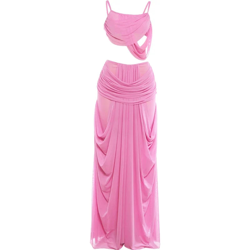 Onya Mesh Ruched Skirt Set