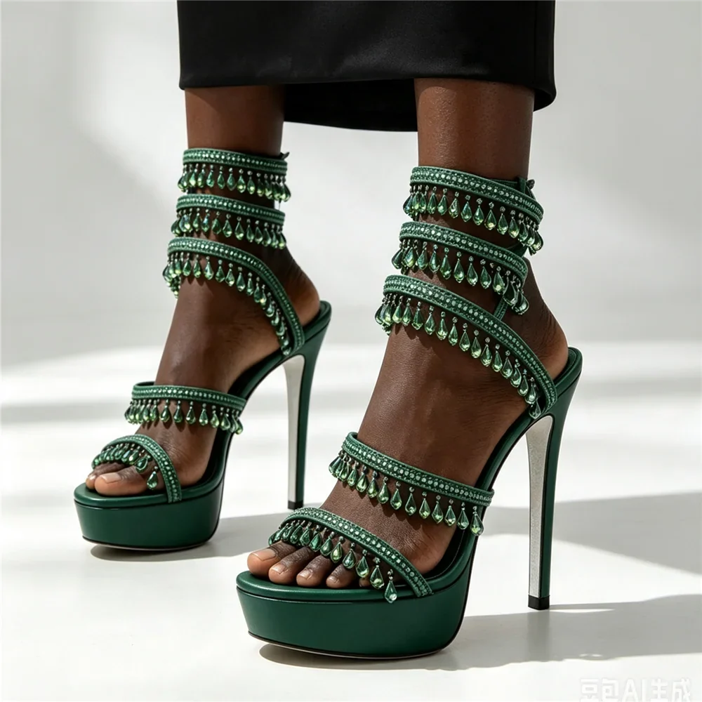 Nisha Rhinestone Platform High Heels
