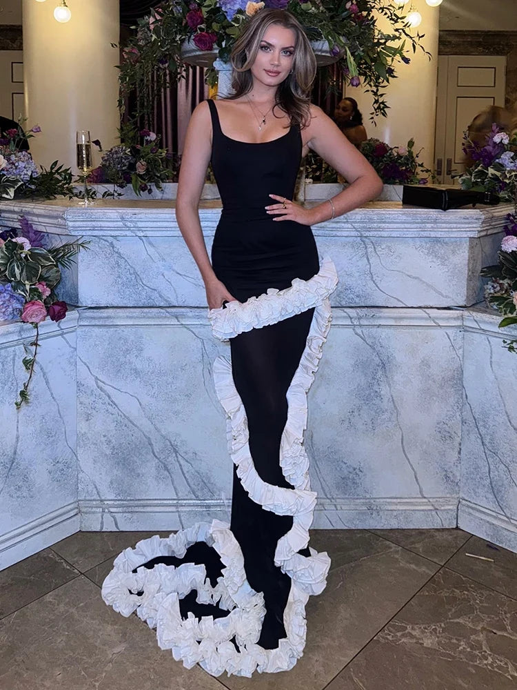 Artistic Gown Ruffled Maxi Dress