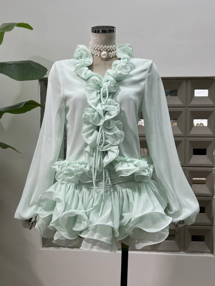 Abella Ruffles Mini Skirt Set