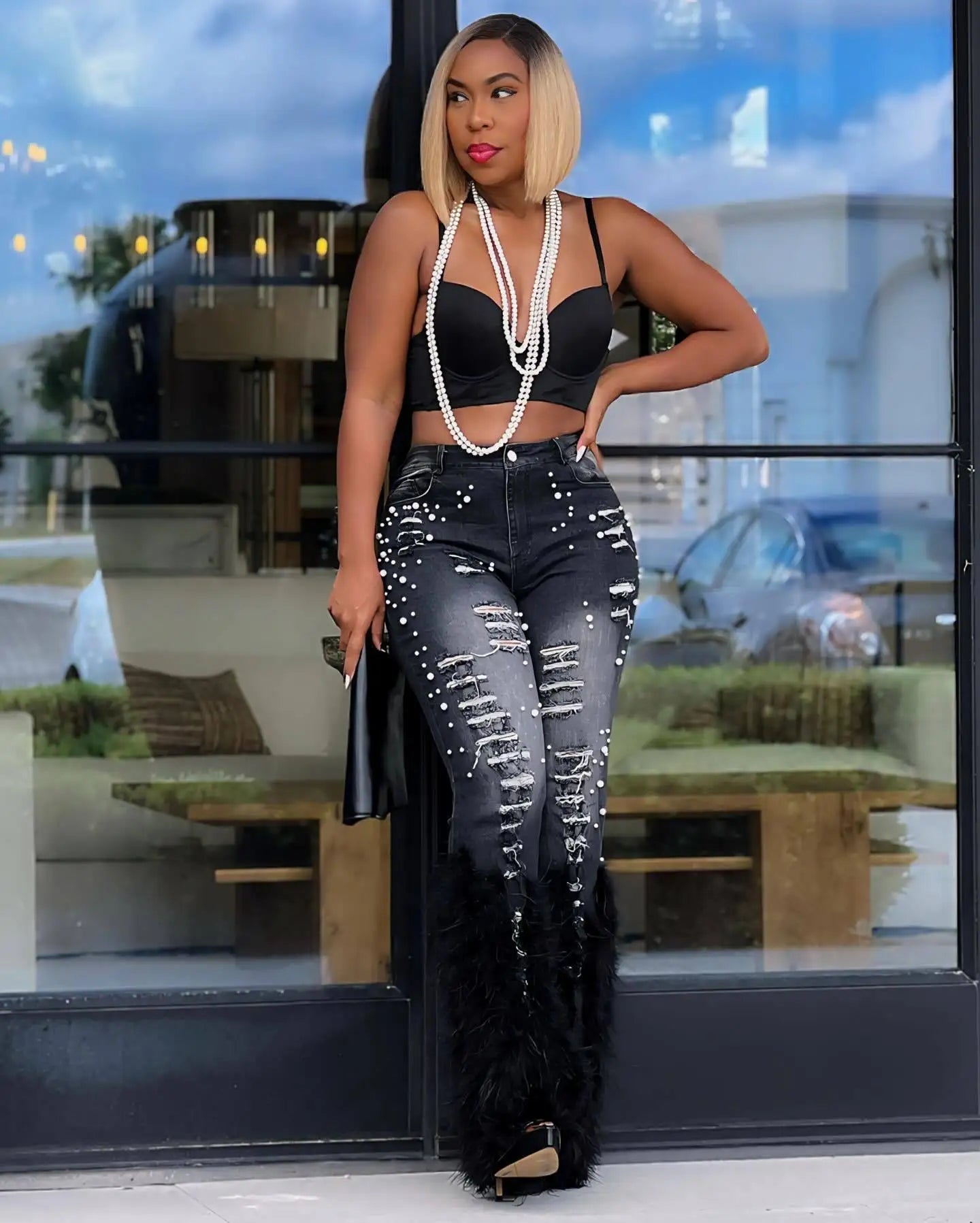 Cynthia Flare Feather Jeans