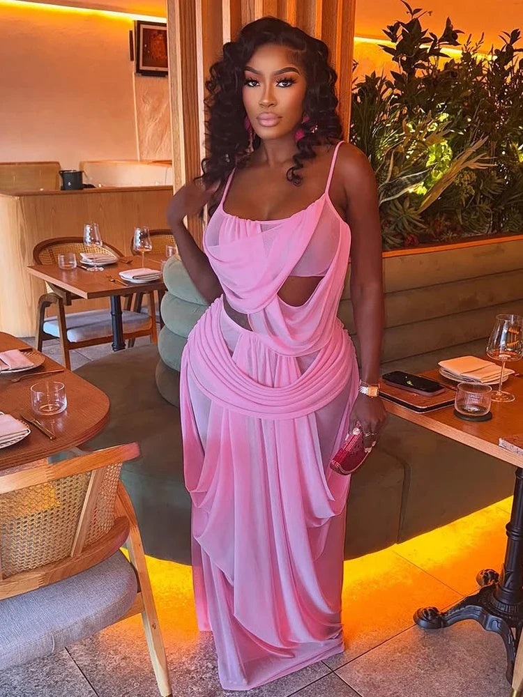 Onya Mesh Ruched Skirt Set