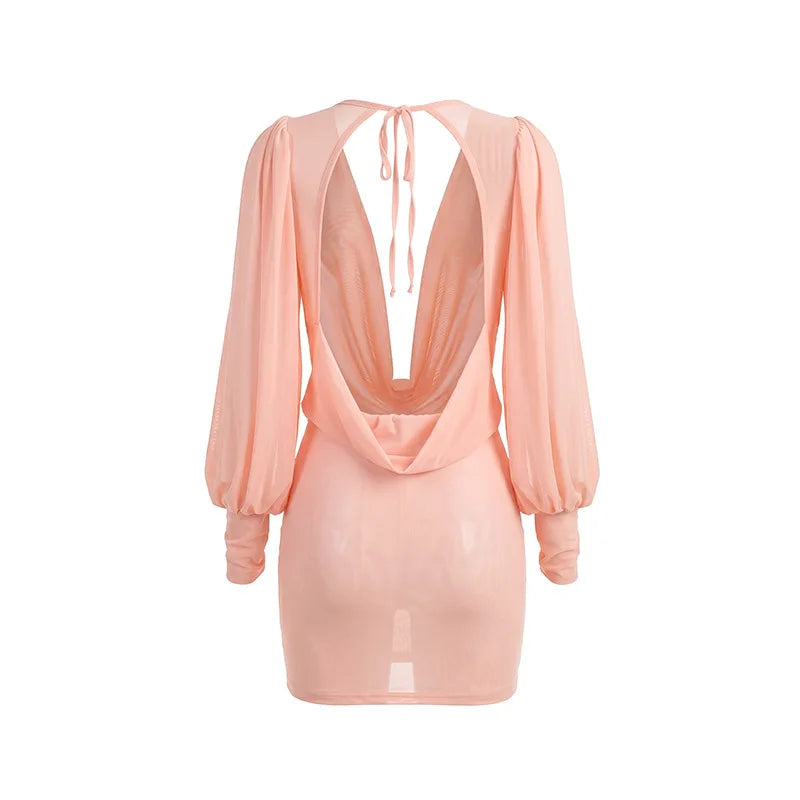 Cold Shoulder Sheer Mini Dress