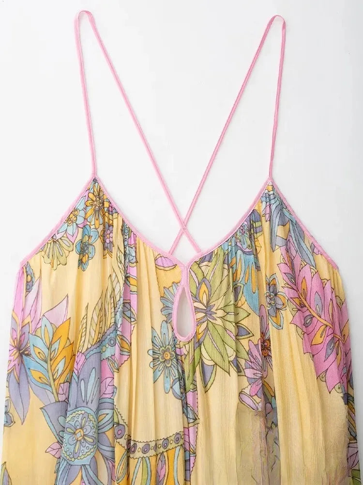 Foral Chiffon Maxi Dress