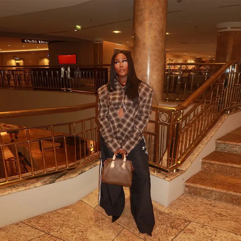 Chic Plaid Flattering Shirt Blouse