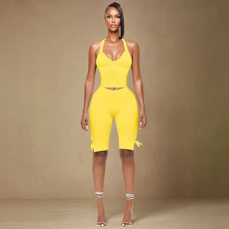 Bow Tie Capri Pants Set