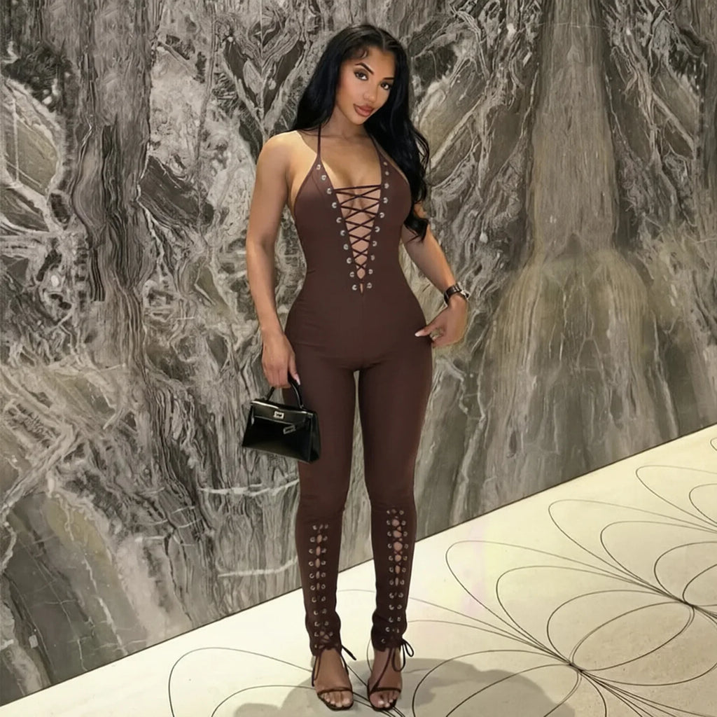Olina Lace Up Jumpsuit
