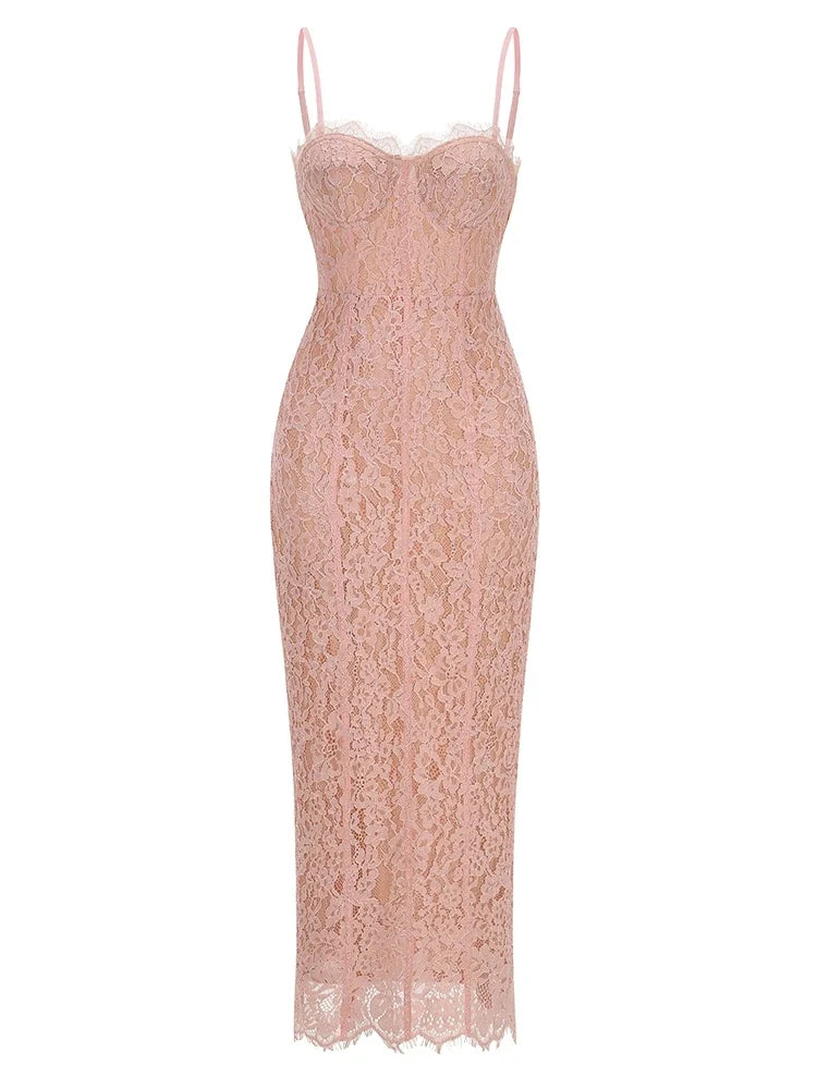 Floral Lace Bodycon Maxi Dress