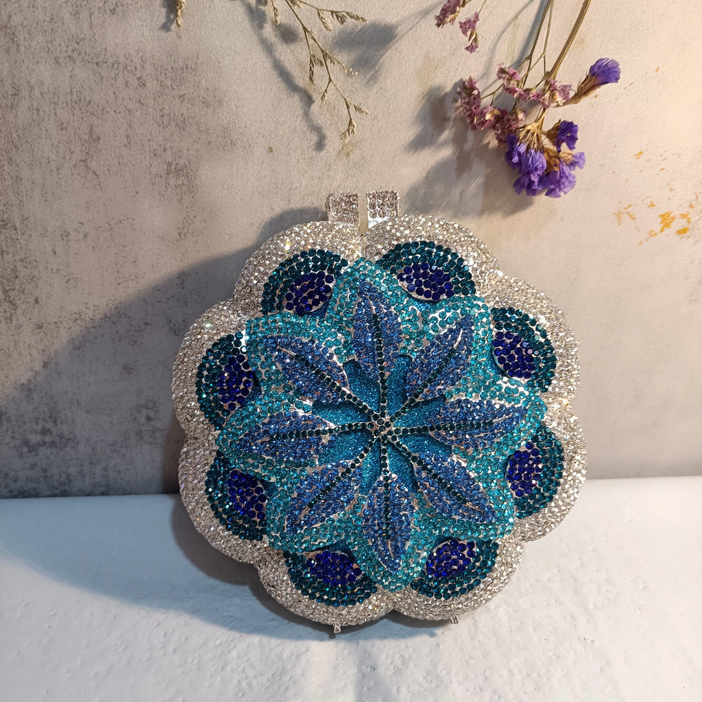 Floral Crystal Clutch Purse