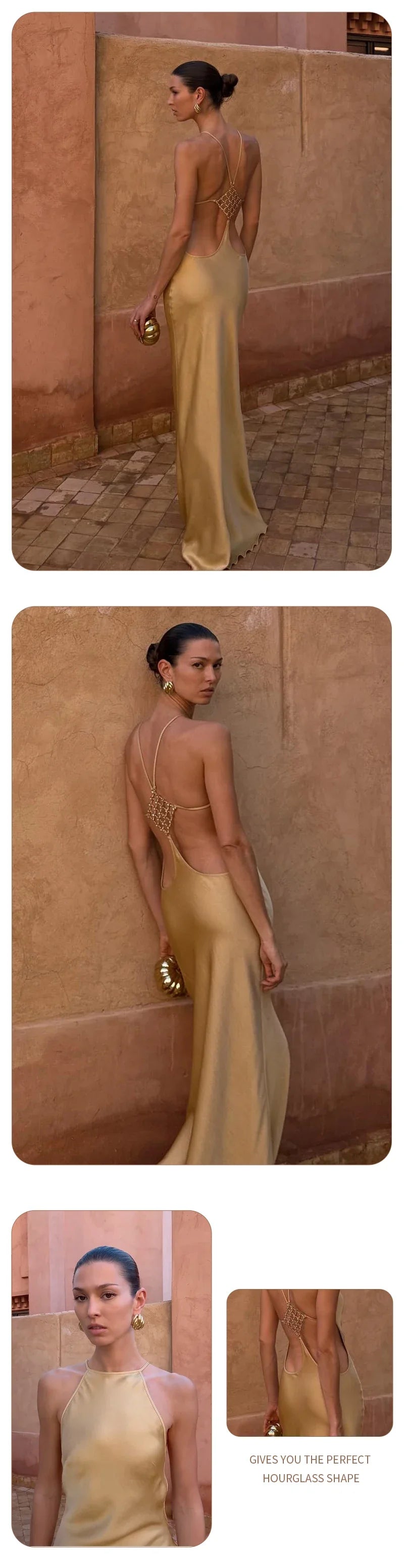 Backless Satin Maxi Dress