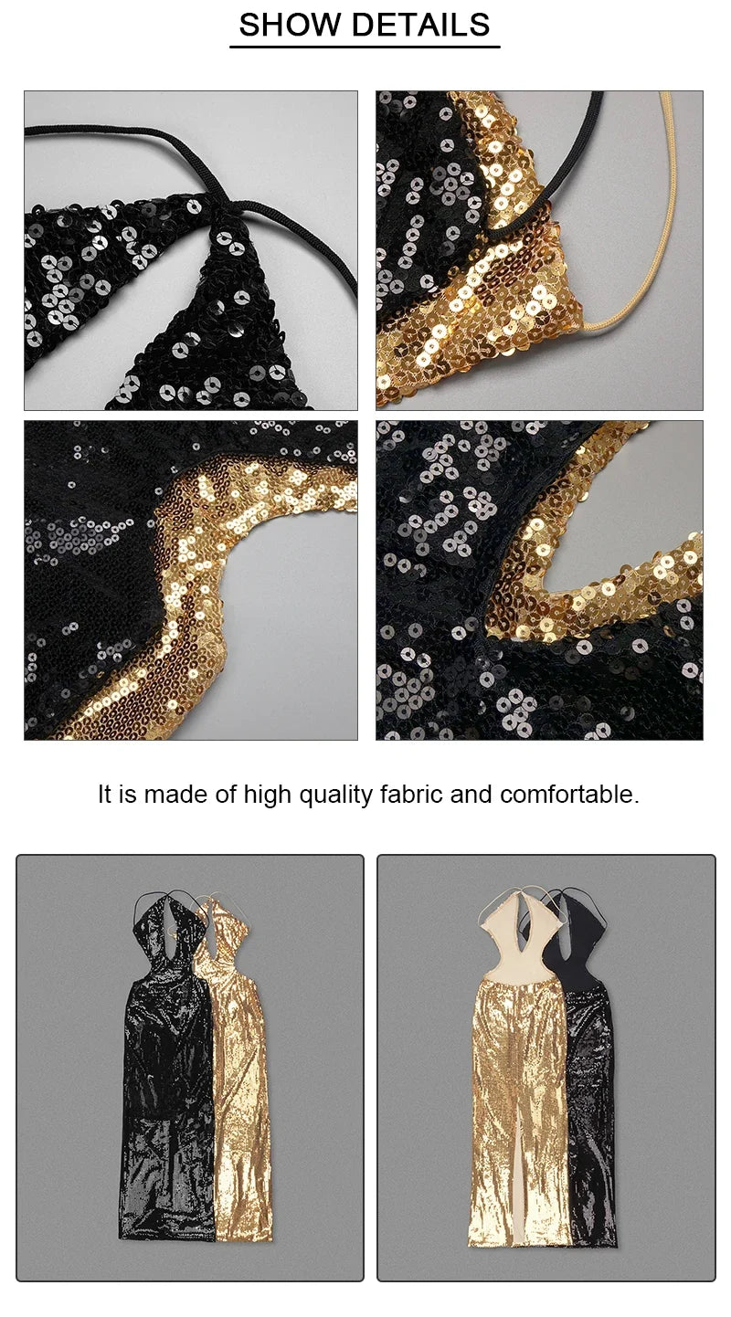 Aisha Sequins Backles Dress