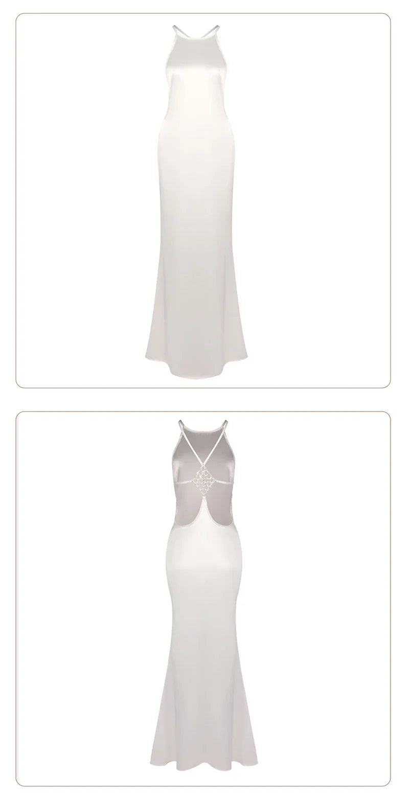 Backless Satin Maxi Dress