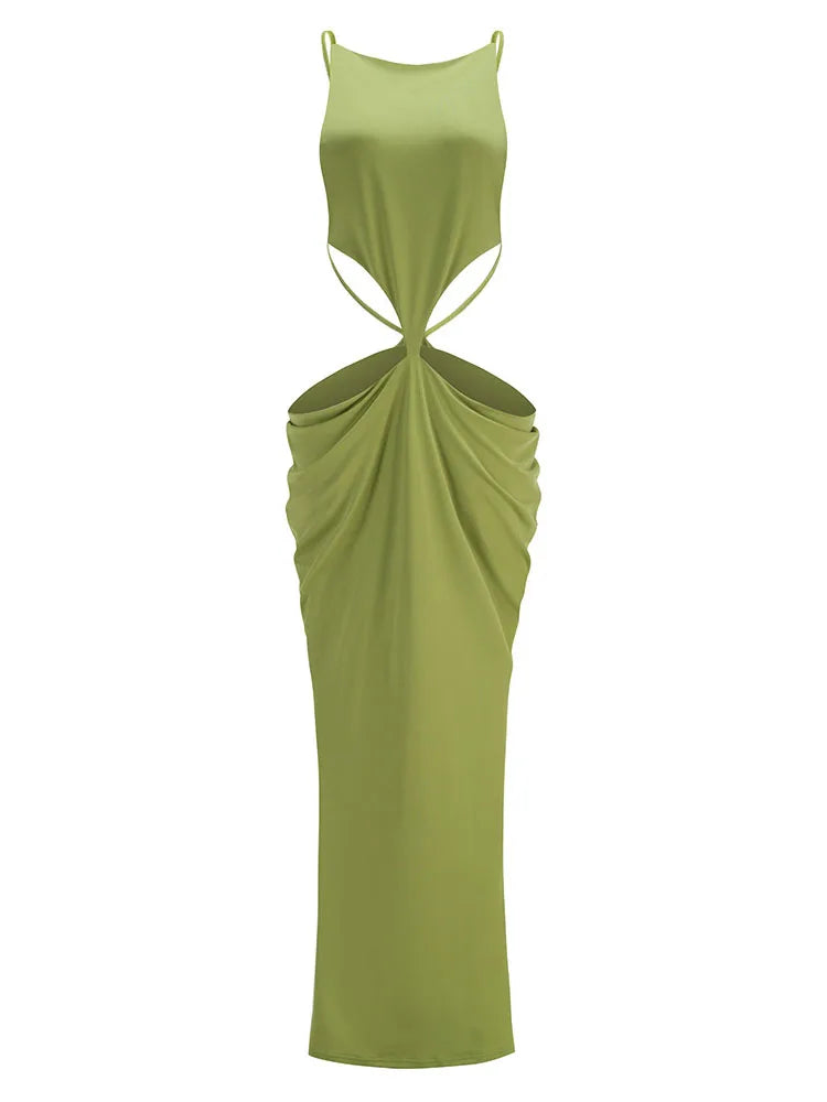 Green Cut-Out Maxi Dress