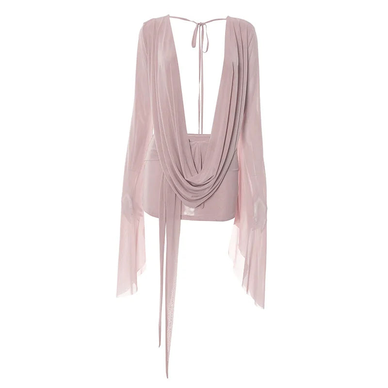 Nevaee Sheer Mesh Mini Dress