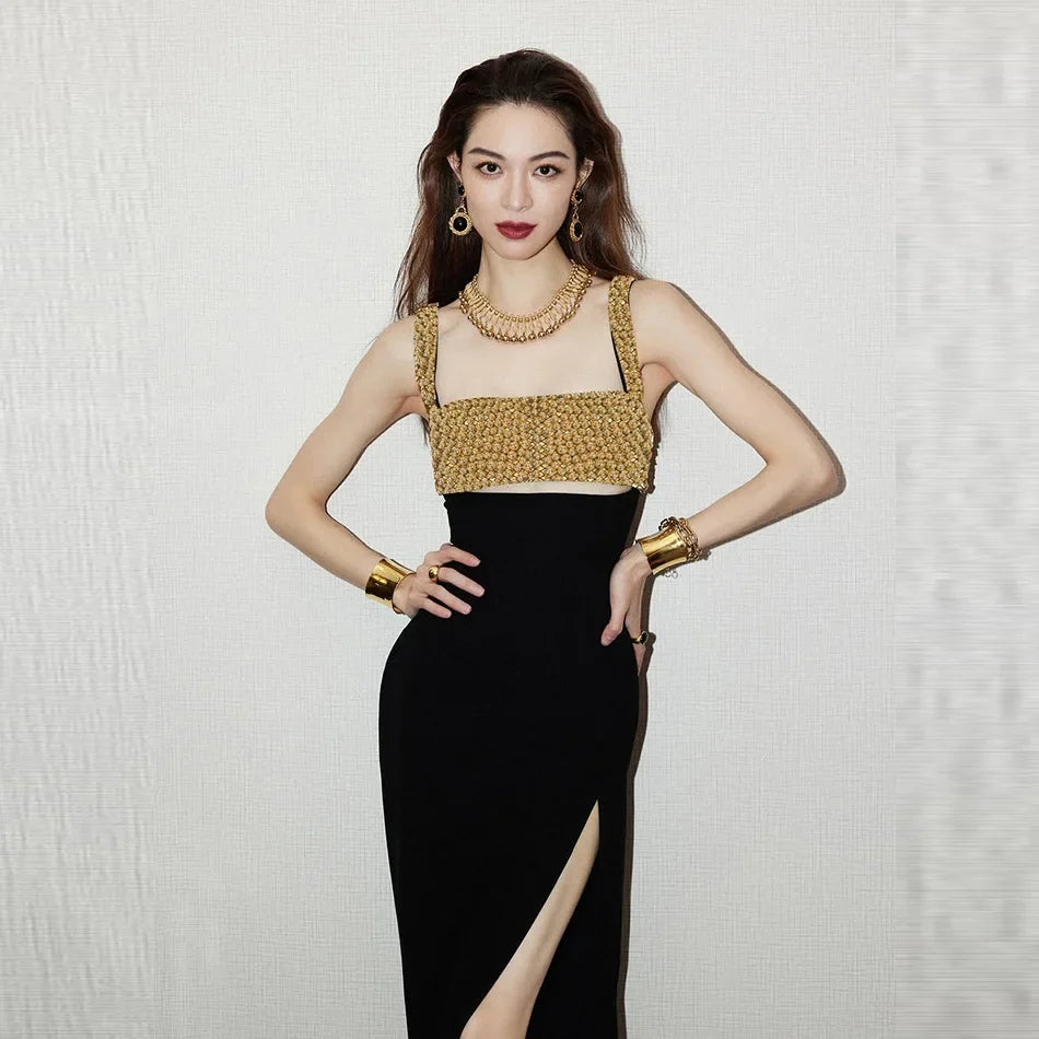 Pearls Embellished Bandage Dress