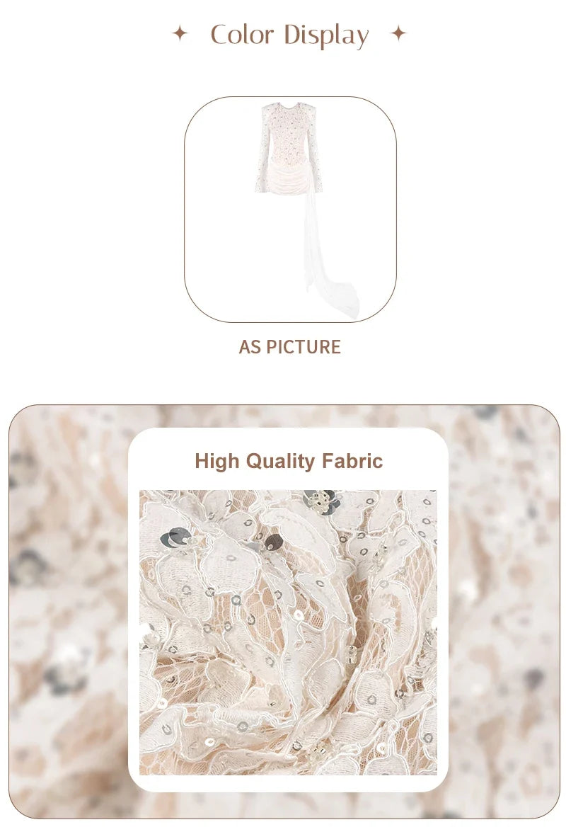 Opulent White Sequins Mini Dress