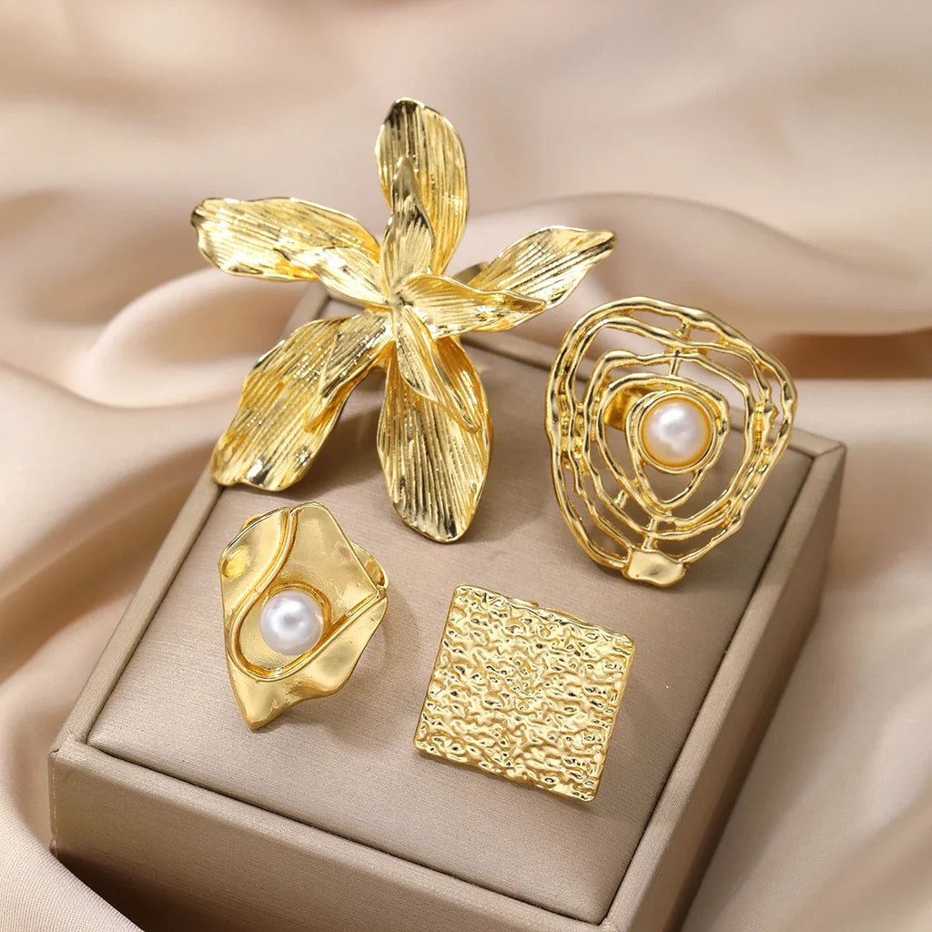 4pcs Chunky Vintage Ring Set