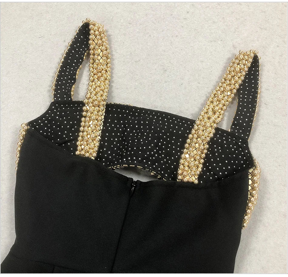 Pearls Embellished Bandage Dress