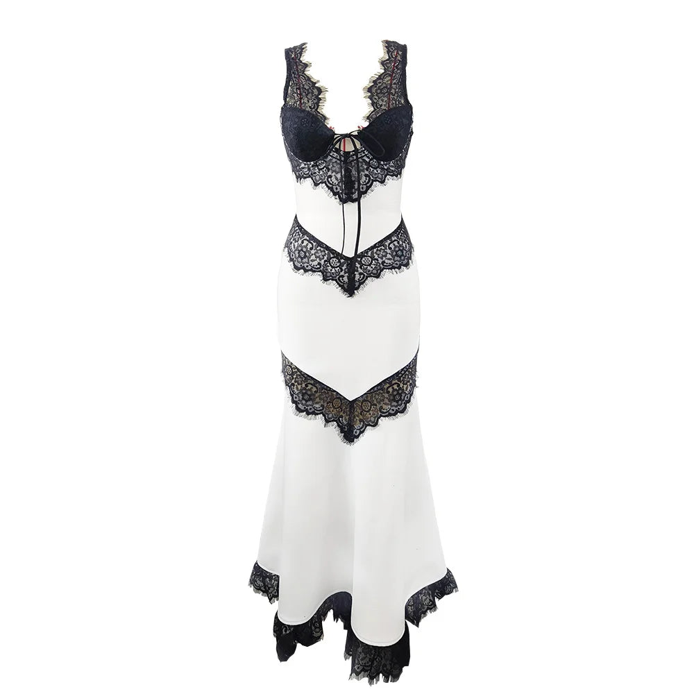 Exquisite Lace Bandage Maxi Dress